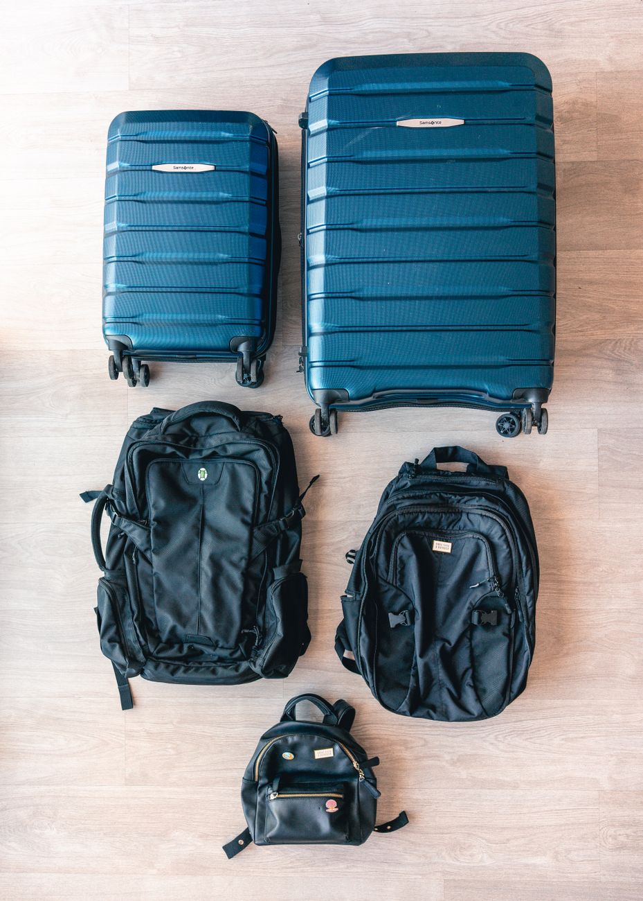 Minimalist travel packing flatlay